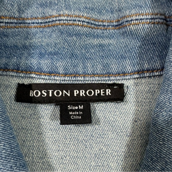 Boston Proper Floral Gardens Embroidered Denim Jacket - Picture 5 of 8